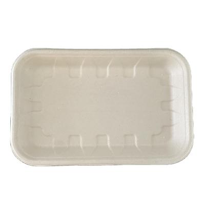 China Hot water& Amazon Oil-Resistant Rectangular Bagasse Household Simple Eco-Friendly Fruit Tray Dessert Plate for sale