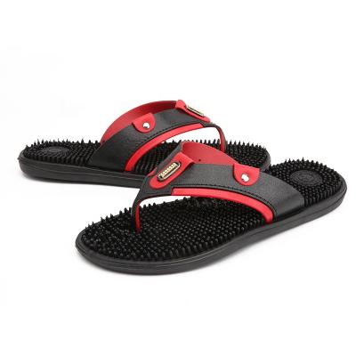 China Casual No-slip Design PU Mens Massage Flip Flops Rubber Slippers for sale