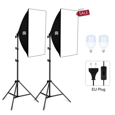 China Photography Shooting Advertising Photo Studio Kit Continuous Light Box Softbox with Led Bulbs 2 x E27 Socket Bulb for Photography Softbox Lighting for sale