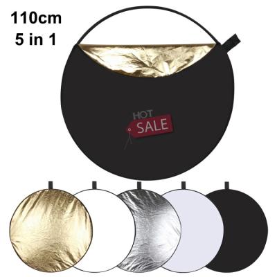 China 110cm Round Panel Portable Wholesale Foldable Flat Screen Dish Light Photography Kit Photo Studio Reflector Puluz Photos for sale