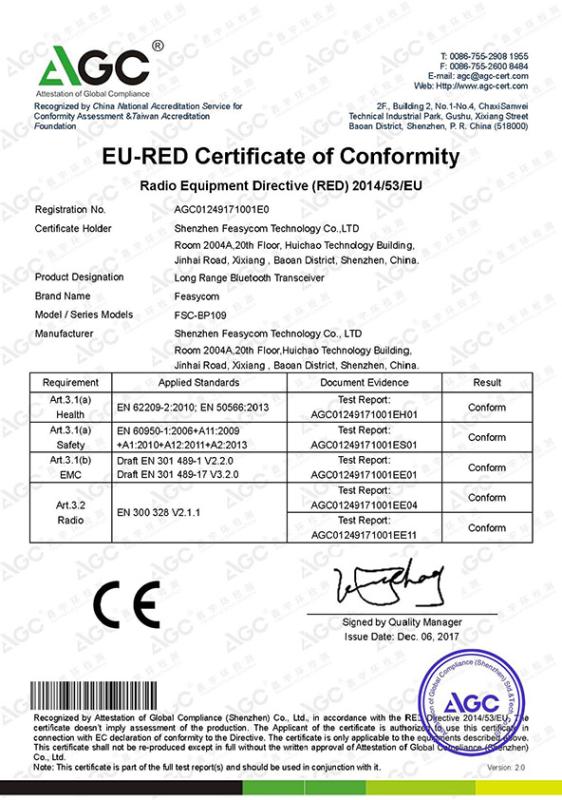 CE - Shenzhen Feasycom Technology Co., Ltd.