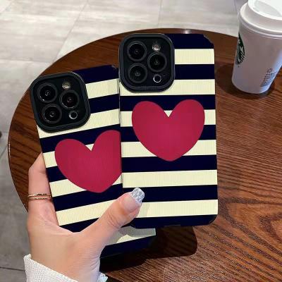 China Soft striped love for apple 12 iphone13 14promax xr 11 cartoon phone case all xs soft cover 7p device cheap wholesale included for sale