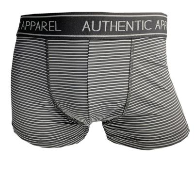 China Customizabl Design Gray Stripe Breathable Elastic Waist Mens Silk Boxer Shorts For Mens Underwear for sale