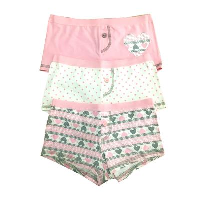 China Breathable Pack of 3 Heart and Dot Print Junior Girl Panties Customized Kids Underwear Girls Underwear for sale