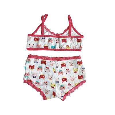 China 8-12years girls puberty breathable bra set cute kids underwear practicing bras for girl bra and panties set for sale