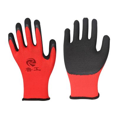 China Working Gloves Wholesale Safety Gloves 13 Needles Dipped Glue Hanging Gloves Non-Slip Wear Resistant Construction Site Latex Foam Gloves Factor for sale