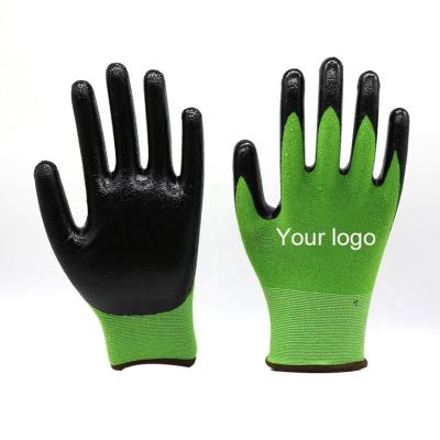 China Oil Water Proof Protection Gardening Gloves Form Bamboo Fiber Nitrile Palm Coated Breathable Work Gloves For Fishing Clamming Restoration for sale