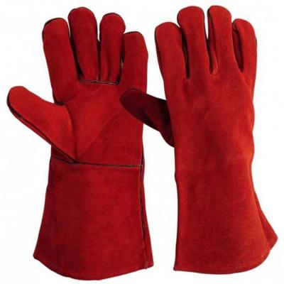 China Good Grip Safety Red Cow Welding Protective Leather Working Gloves for sale