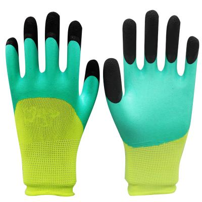 China comfortable & wear resistant & Wholesale Anti-Slip Wear Resistant Breathable King Reinforce Fingertips Dipped Latex Safety Nylon Anti-Slip Gloves for sale