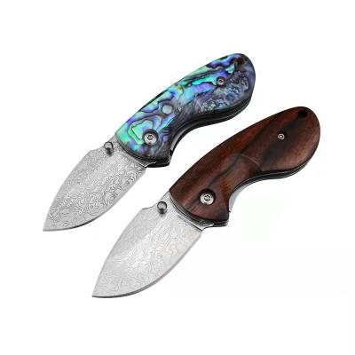 China UTILITY KNIFE Damascus blade acidwood handle carry outdoor riding EDC folding pocket knife for sale