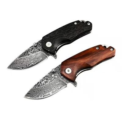 China Non-variable Acid-Wood Handle Damascus Hunting Knives Survival EDC Outdoor Steel Camping Knife for sale