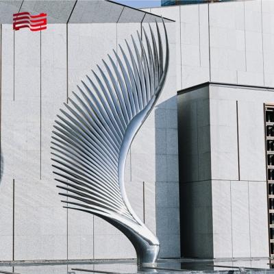 China Custom Printing Large Stainless Steel Wing Sculpture for Artistic Installation Theme for sale