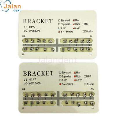 China Dental Bracket Roth/MBT/Edgewise Mini Roth Bracket White Paper Card Metal Mini/Standard Dental Bracket for sale