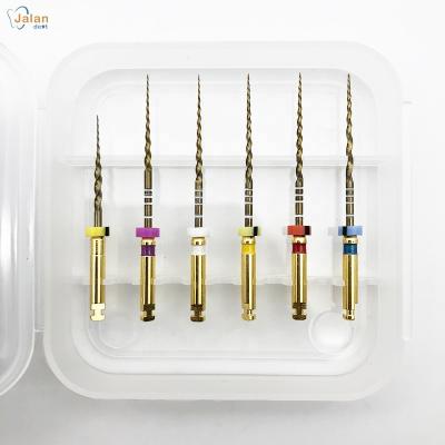 China Niti Dental Regional Dental Rotary Files Implant Super Endo Files 6 Piece Gold Material Dental Rotary Super Files for sale