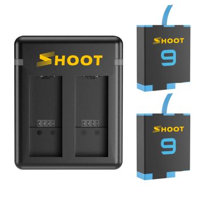 China SHOOT AHDBT-901 1800mAh Fully Decoded Battery Charger Kit For GoPro Hero 9 Black With Dual Battery Charger Accessories 1800mAh for sale