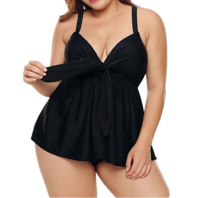 China Breathable Clearance Women Swimwear With Knot Two Piece Women Plus Size Swim Dress for sale