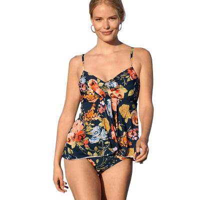 China Apiary Bouquet Navy UV Protection - Period Breathable Streamlined Floral One-Piece Swimwear Cover Up for sale