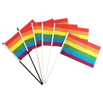 China High Quality Custom Hand Held Decorative Hand Held Gay Pride Flag Health Care Institutes Rainbow Waving Country Flag for sale