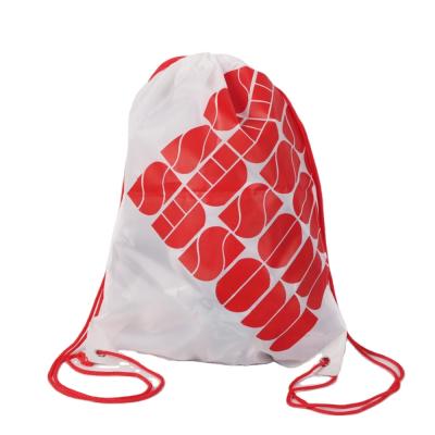 China Custom Logo Printed Custom White Drawstring Drawstring Polyester Anti-theft Sport Gym Bag Red Bag for sale