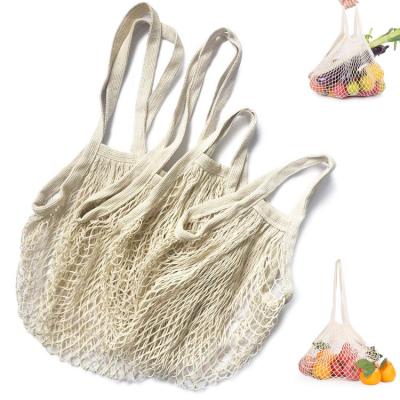 China Eco - Friendly Cotton Fabric Fruit Handled Twine Mesh Shopping Bag With Handle for sale