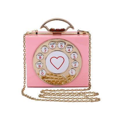 China Vintage LETODE Clutch Evening Bag Phone Shaped Women Bags Totes Acrylic Chain Handbags Pinch Wedding Party Shoulder Bags Messenger for sale