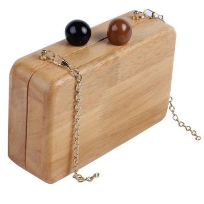 China Vintage Evening Clutch Bag Rectangle Chain Wallet Travel Shoulder & Wooden Cross Body Handbag Messenger Bags Women Totes Purse For Party for sale