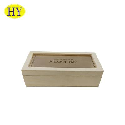 China Handmade Wooden Display Box Packaging Box Custom Glass Cover Wooden Gift Box for sale