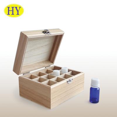 China Handmade Essential Oil Storage Box 12 Compartment Wooden Bottle Storage Box Essential Oils for sale