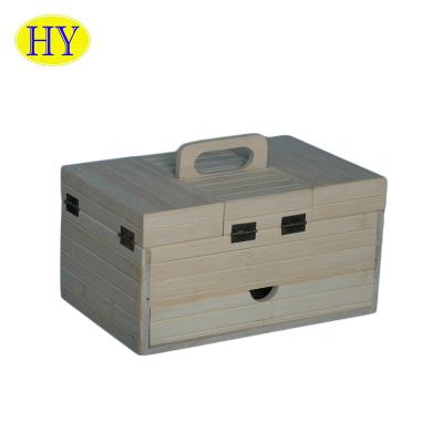 China New Handmade Cheap Unfinished Wooden Sewing Box Sewing Wholesale for sale