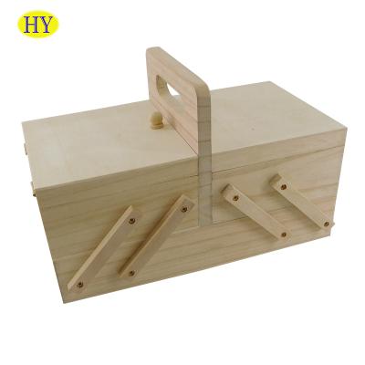 China Custom viable natural unfinished wooden sewing box for girls wholesale for sale