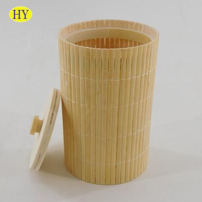 China Round Shape Natural Bamboo Handmade Wooden Small Unfinished Case With Lift Lid Wholes for sale