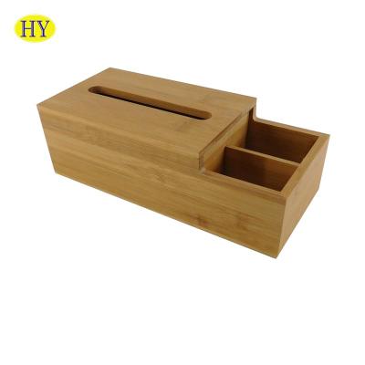 China Wholesale Decorative Eco-friendly Desktop Organizer Bamboo Makeup Storage Box Tissue Storage Holders for sale