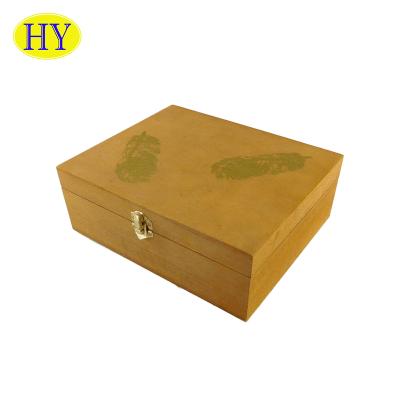 China 6 Compartments Handmade Custom Unfinished Wooden Tea Box Tea Storage Wooden Packaging for sale