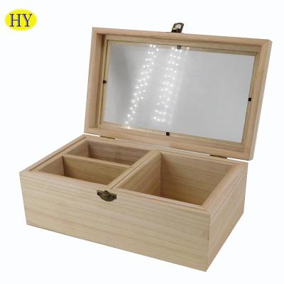 China Sustainable Chest Box With Mobile Tray Wooden Desktop Organizer Wood Box for sale