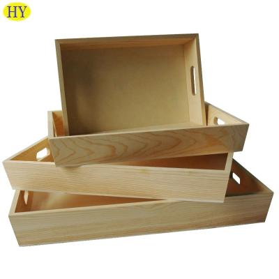 China Natural Material Serving Tray With Decorative Wood Tray For Coffee Table Food Handles for sale