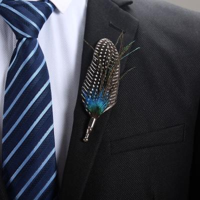 China Fashionable Wholesale wedding black feather brooch Korean mens jewelry suit brooch for sale