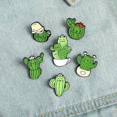 China Wholesale Cheap Cute Cactus Cat Soft Enamel Pins Custom from Europe for sale