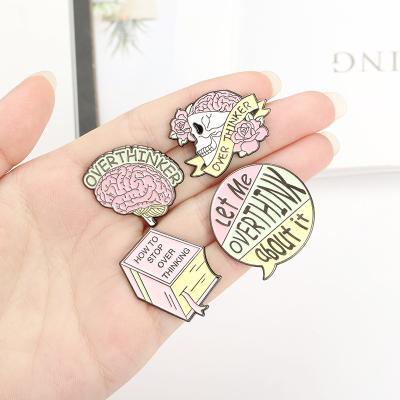 China Europe Good Quality Overthinker Enamel Pins Custom Soft Enamel Pins Badges for sale