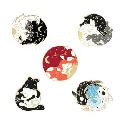 China Europe Wholesale Metal Lapel Pin Day and Night Animal Enamel Pin Custom Made for sale