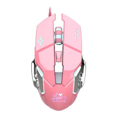 China New Gaming Mouse 3200DPI Design Dazzle Pink White Light Fashion And Beautiful For Office Gaming Mouse for sale