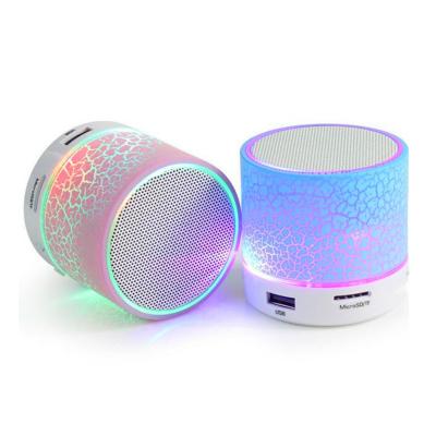 China Small Mini Cannon Card A9 Cell Phone Lights Big Slot BT Speaker Gift Office Steel Wireless Colorful Luminous Loudspeaker for sale