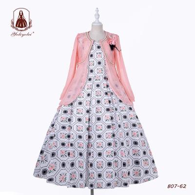 China 2 Piece Shrimp Long Coat Pattern Washable Pink Banquet Party Floral Girls' Dresses For Girl 14 Years Old for sale