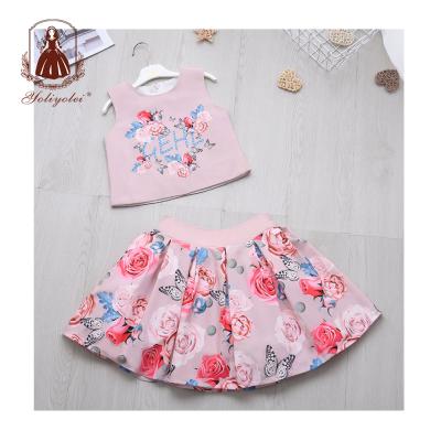 China Yoliyolei Casual 2020 Pink Toddler Kids Clothes Summer Kids Loungewear Tops+Skirt Kid Teams Sets For Girl for sale