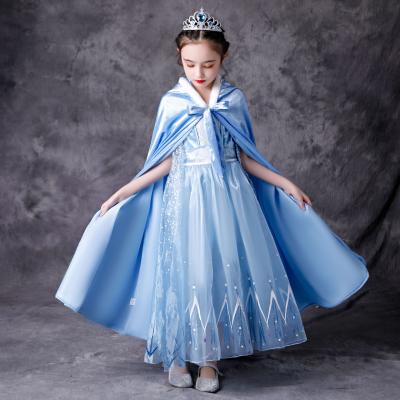 China Polyester Cosplay Dress Dress Elsa Anna Fashion Girl Frozen Costume 2 Kids Princess Halloween Fairy Princess Dress for sale