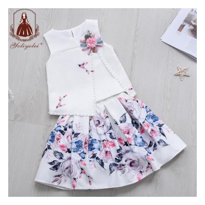 China 2022 Solid Pattern Fashion Girls Casual Ropa De Las Muchachas Fija Flower Girl Casual Clothing Kids Clothing Sets for sale