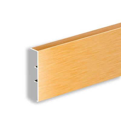 China Durable Aluminum Brushed Line Extruding Skirting Board Modern Wall Protection Skirting Board Profile for sale