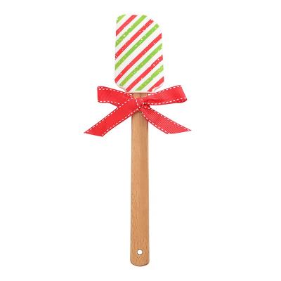 China New Design Christmas Silicone Printing Spatula Viable Silicone Spatula Cooking Tool Kit With Ribbon for sale