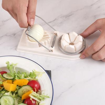 China Wholesale Stocked In Common Multi Function Kitchen Instrument Kitchen Tool Salad Tool 2 In 1 Egg Slicer Egg Cutter for sale