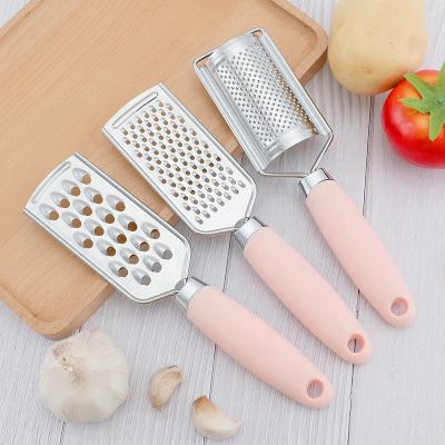 China Unique design workable in stock stainless steel grater set of 3 with handle soft lemon zester cheese grater ginger grater set for sale