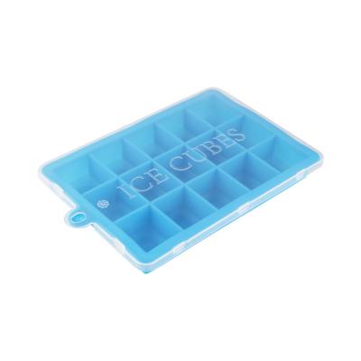 China Wholesale Viable In Stock Food Grade 15 Cavities Silicone Ice Cube Tray With Plastic Or Silicone Lid Cover for sale